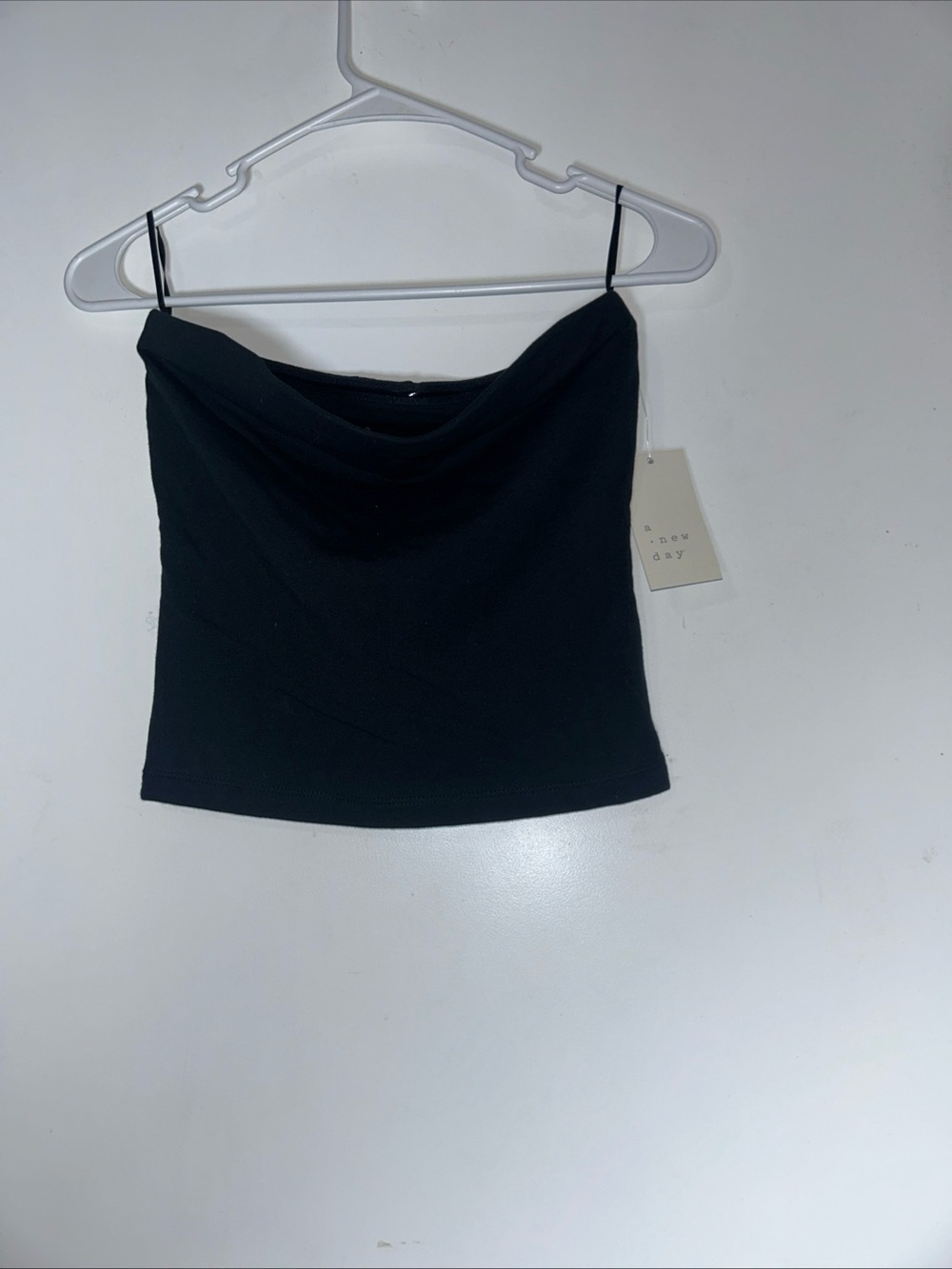 a new day Black Sleeveless Cowl-Neck Crop Top